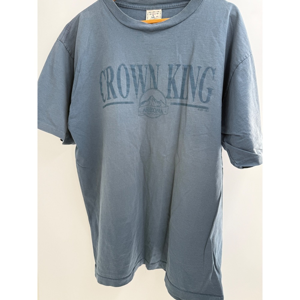 Vintage 90s Crown King Arizona T Shirt Single Stitch XL Made in USA Faded Blue